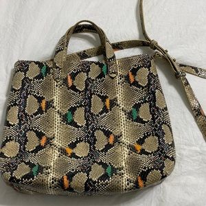 Madewell Snake-print top-zip Transport bag